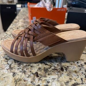 CL by Laundry Brown Woven Mules